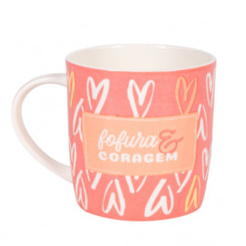 Caneca Cermica Frases Cores e Amores Fofura e Coragem 