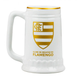 Caneca Porcelana Time Flamengo C/ Borda Dourada